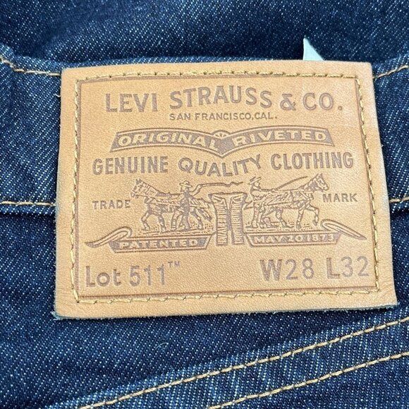 Levi's Premium Lot 511 Big E Nice Dark Blue Denim Jeans Tag 28x32 - Picture 8 of 12